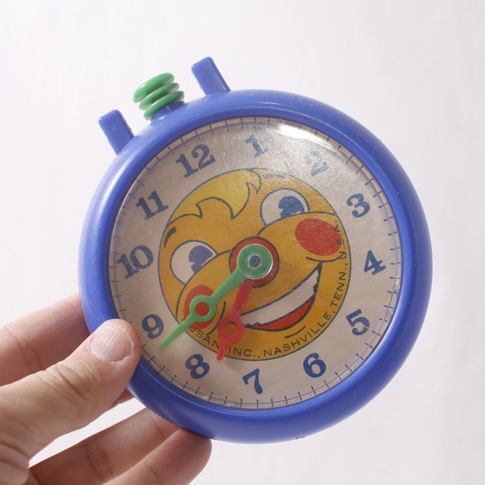 1970s Kusan Big Time Teacher Educational Plastic Toy Clock ~ 260425-WH M-05-04